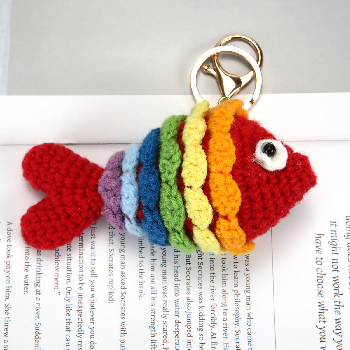 Blue Crochet Animal Face Plush and Bag Charm