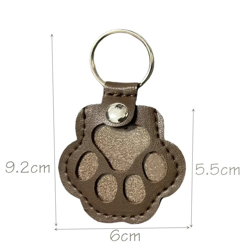 Pet Fur Keepsake PU Leather Paw Print Memory Bag Charm