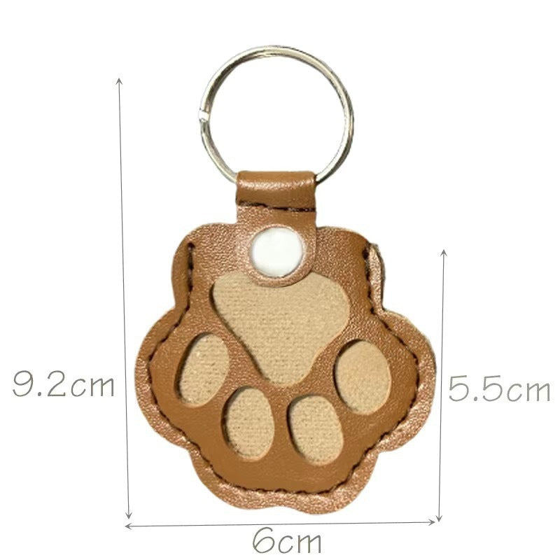 Pet Fur Keepsake PU Leather Paw Print Memory Bag Charm