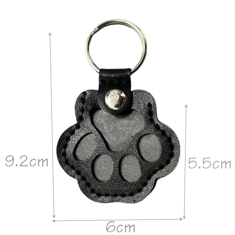 Pet Fur Keepsake PU Leather Paw Print Memory Bag Charm