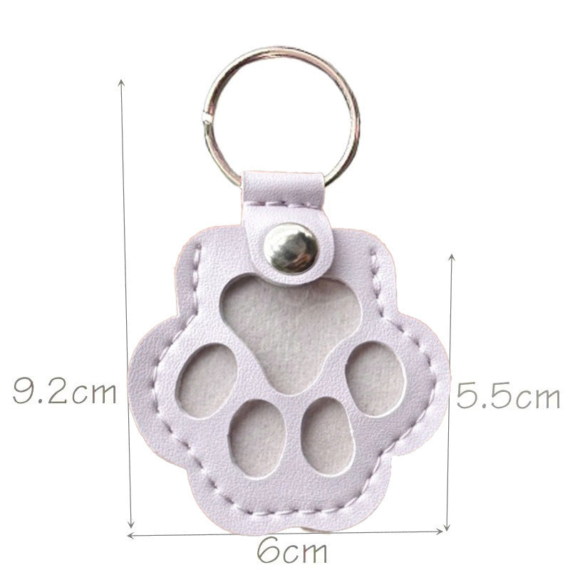 Pet Fur Keepsake PU Leather Paw Print Memory Bag Charm
