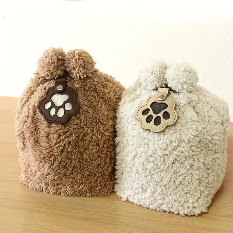 Pet Fur Keepsake PU Leather Paw Print Memory Bag Charm