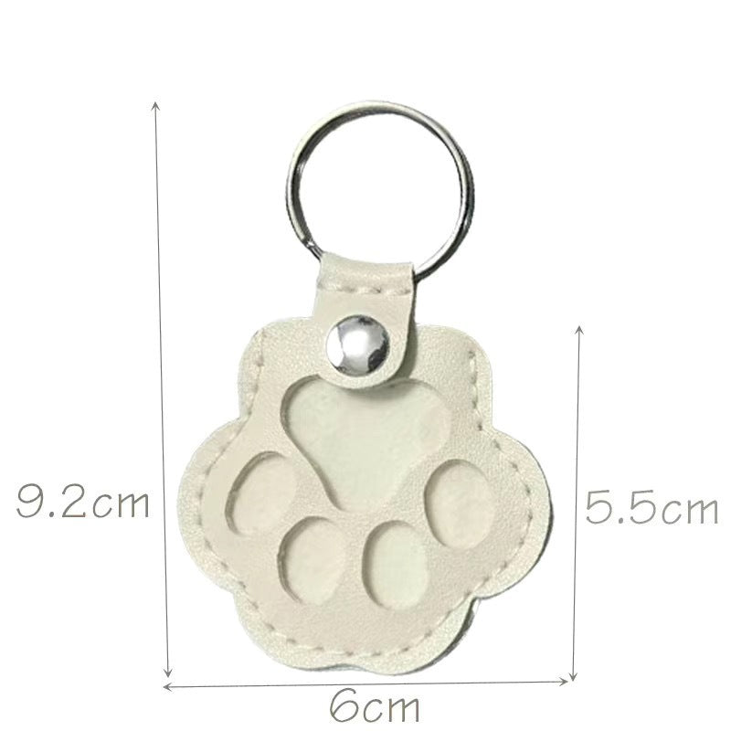 Pet Fur Keepsake PU Leather Paw Print Memory Bag Charm
