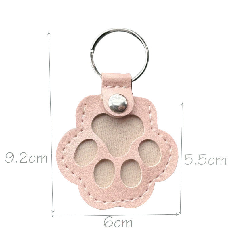 Pet Fur Keepsake PU Leather Paw Print Memory Bag Charm