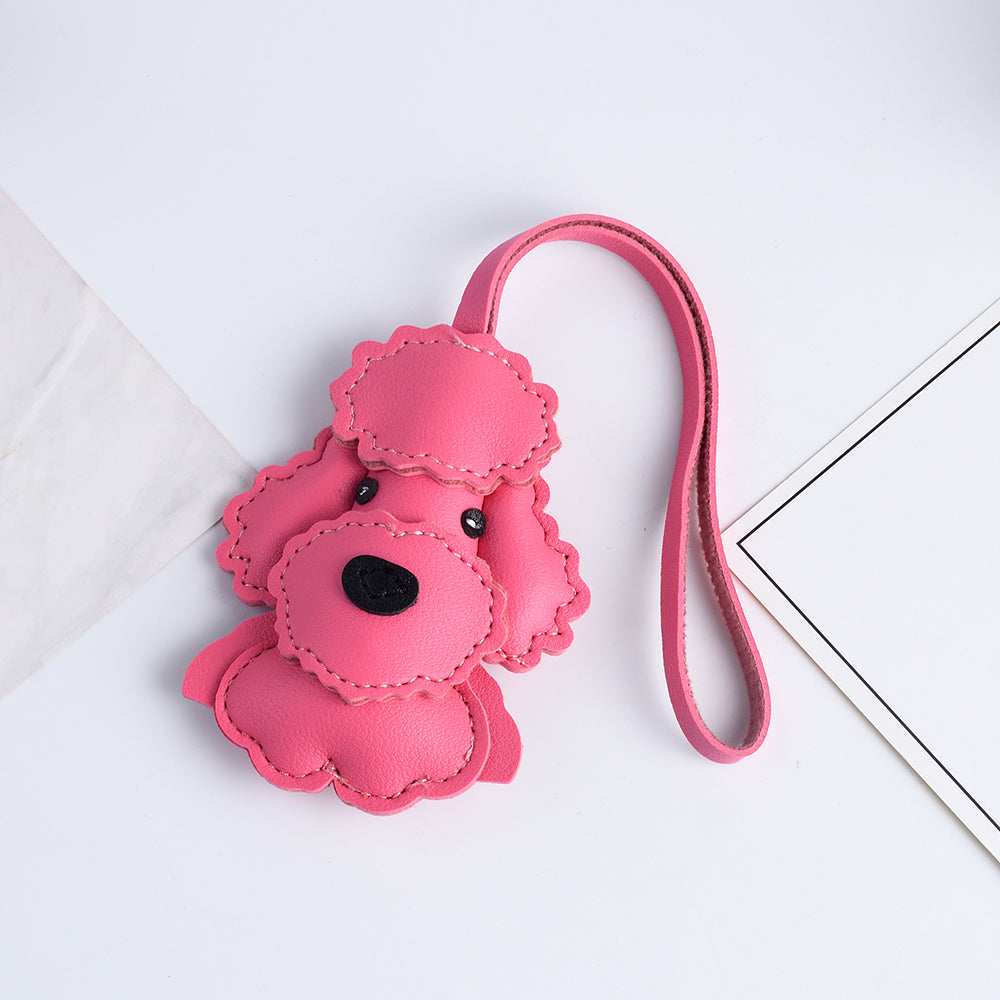 Poodle Leather Handbag and , Dog Shaped Bag Charm