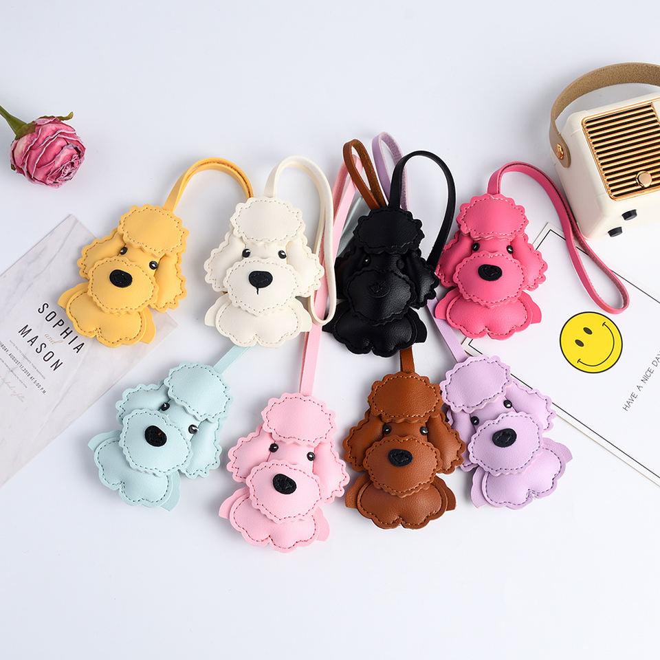 Poodle Leather Handbag and , Dog Shaped Bag Charm
