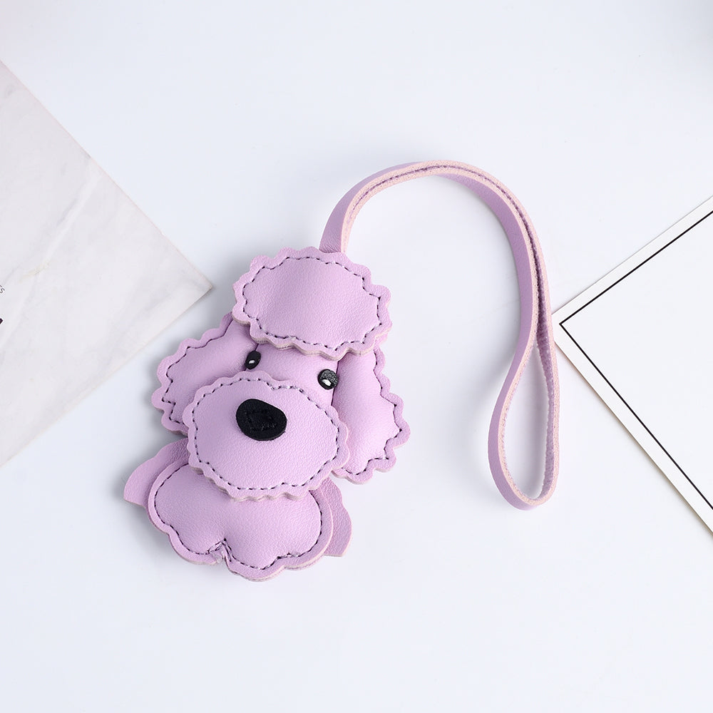 Poodle Leather Handbag and , Dog Shaped Bag Charm