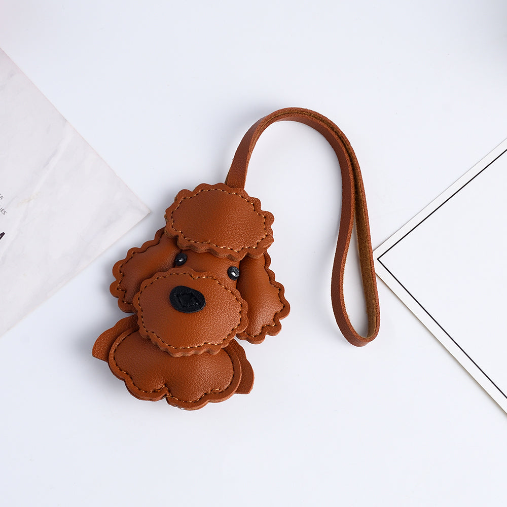 Poodle Leather Handbag and , Dog Shaped Bag Charm