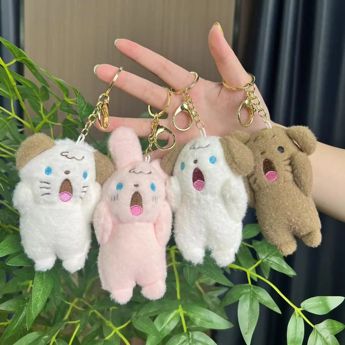 11 Cm Korean Soft Dog and Rabbit and Bear and Cat Plush Bag Charm