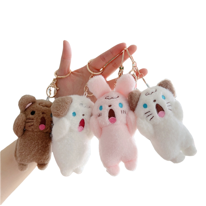 11 Cm Korean Soft Dog and Rabbit and Bear and Cat Plush Bag Charm