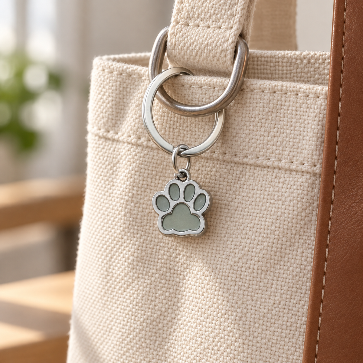 Glow Paw Keyring Bag Charm styled on a bag; bag not included