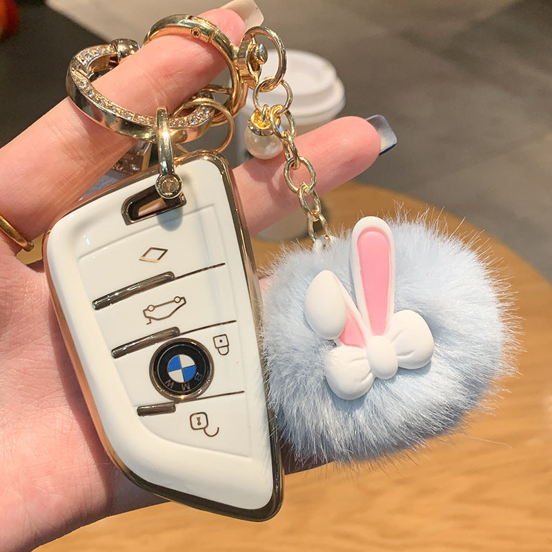 Plush Bow Pom Pom Book Bag Charm