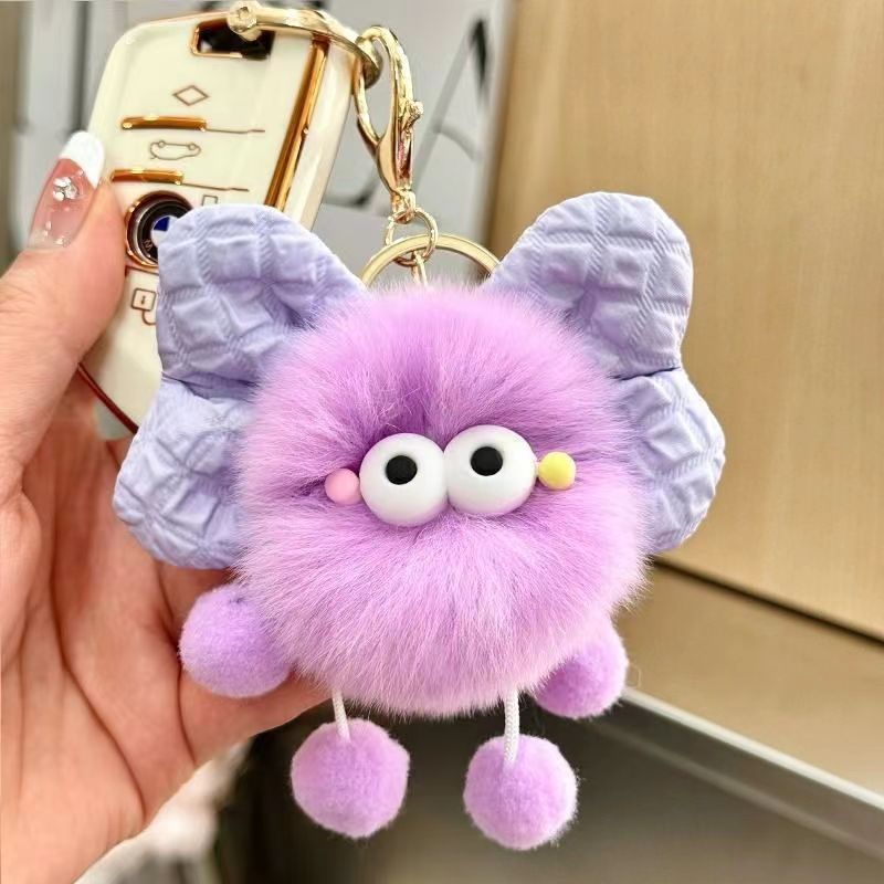 Plush Bow Pom Pom Book Bag Charm