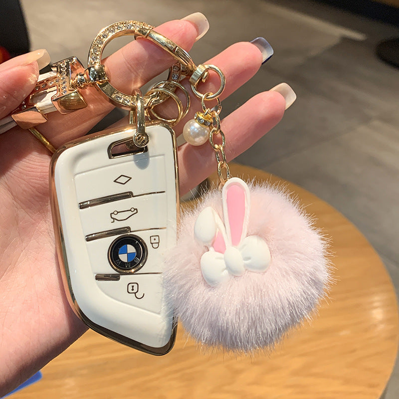 Plush Bow Pom Pom Book Bag Charm