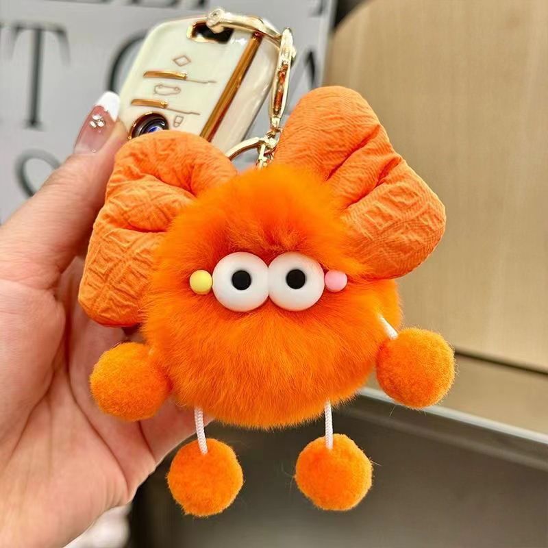 Plush Bow Pom Pom Book Bag Charm