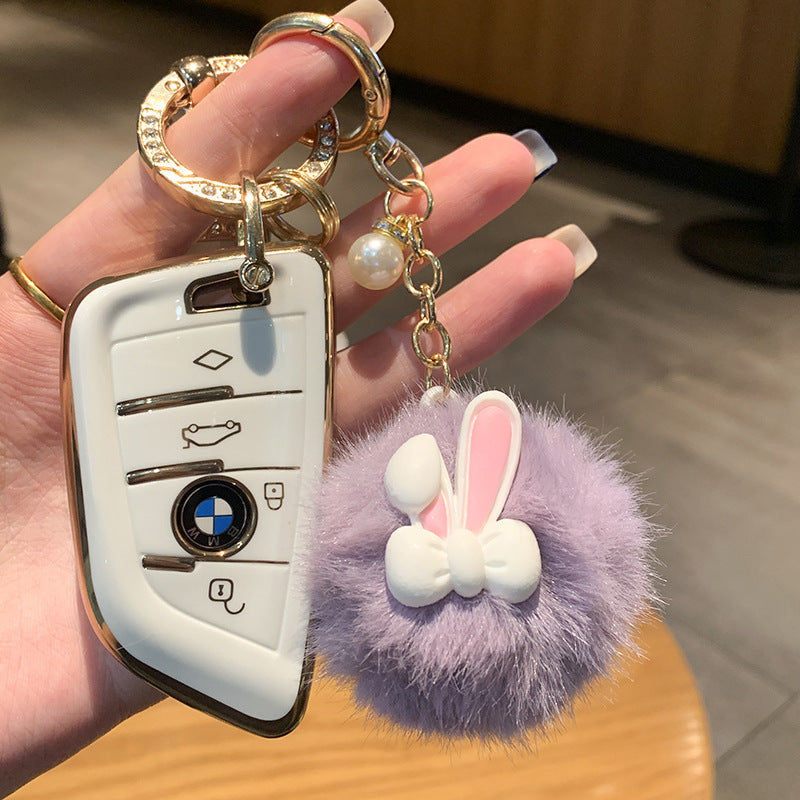 Plush Bow Pom Pom Book Bag Charm