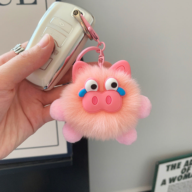 Plush Bow Pom Pom Book Bag Charm