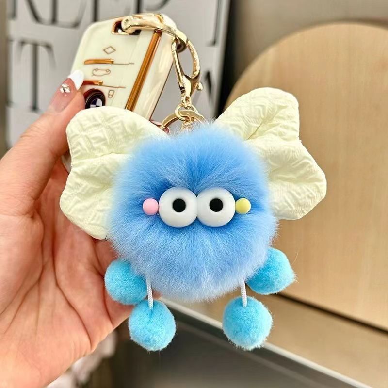 Plush Bow Pom Pom Book Bag Charm