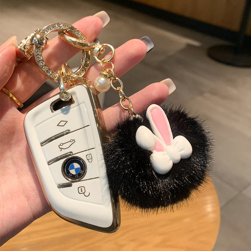 Plush Bow Pom Pom Book Bag Charm
