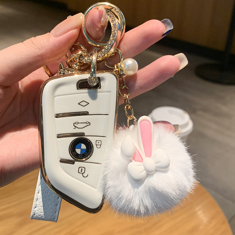Plush Bow Pom Pom Book Bag Charm