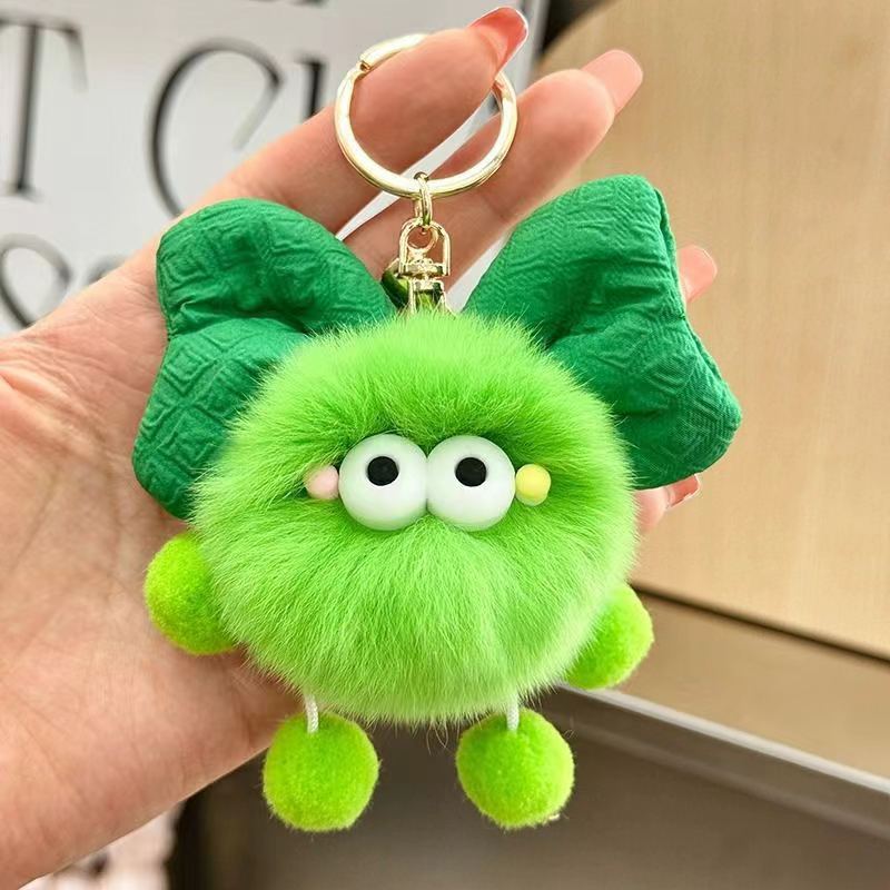 Plush Bow Pom Pom Book Bag Charm