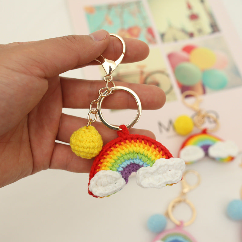 Knitted Woven Macramé Rainbow Bag Charm
