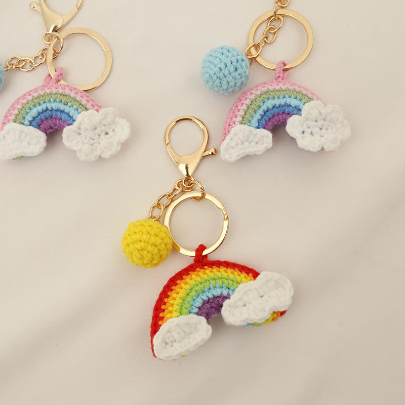 Knitted Woven Macramé Rainbow Bag Charm