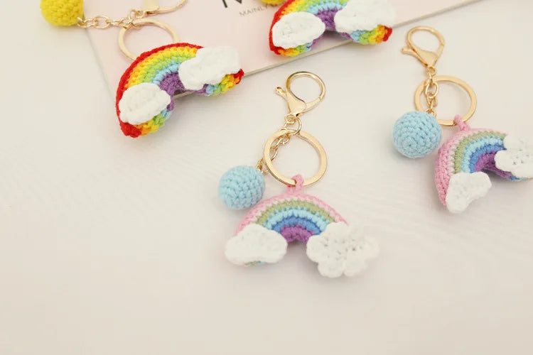 Knitted Woven Macramé Rainbow Bag Charm