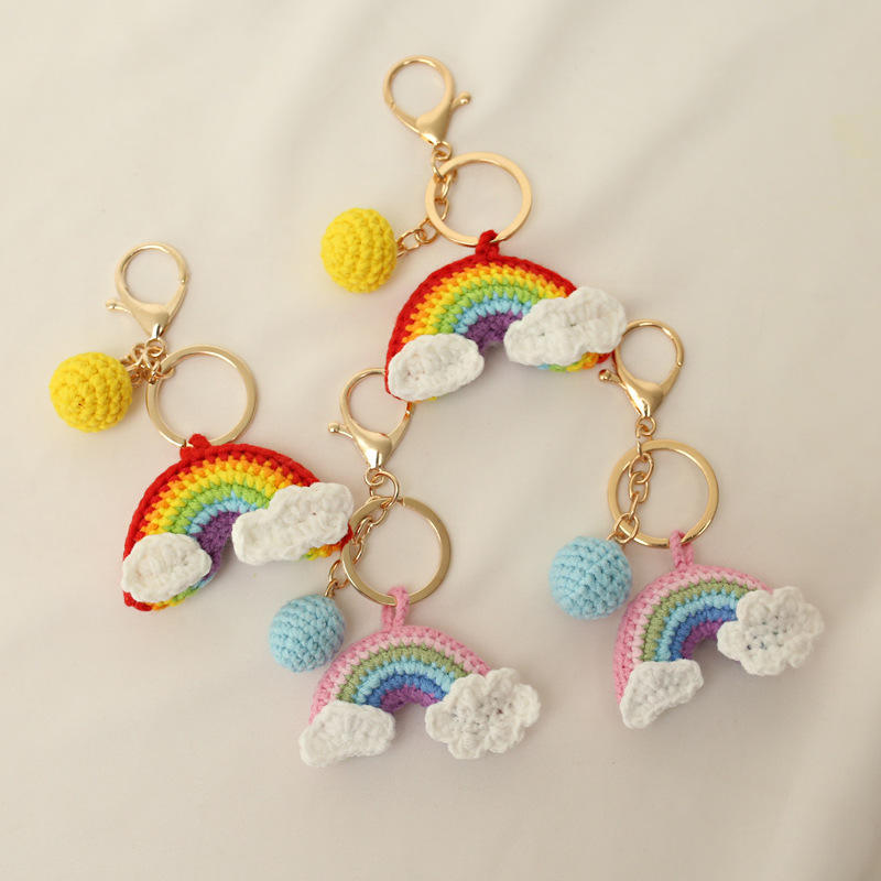 Knitted Woven Macramé Rainbow Bag Charm