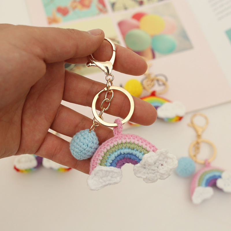 Knitted Woven Macramé Rainbow Bag Charm