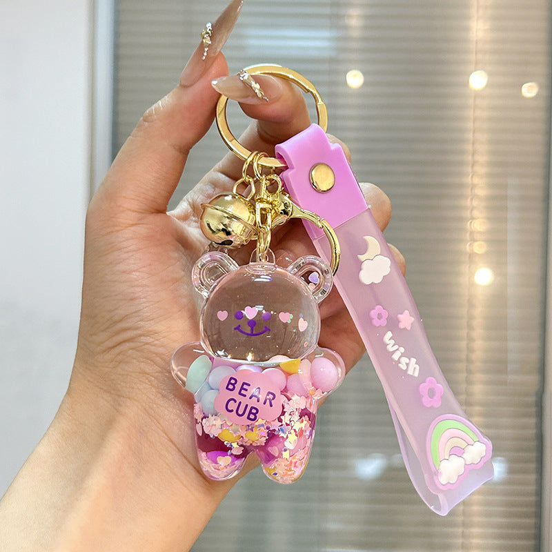Liquid Sand Bear Bell for Bag and Car Keys Bag Charm