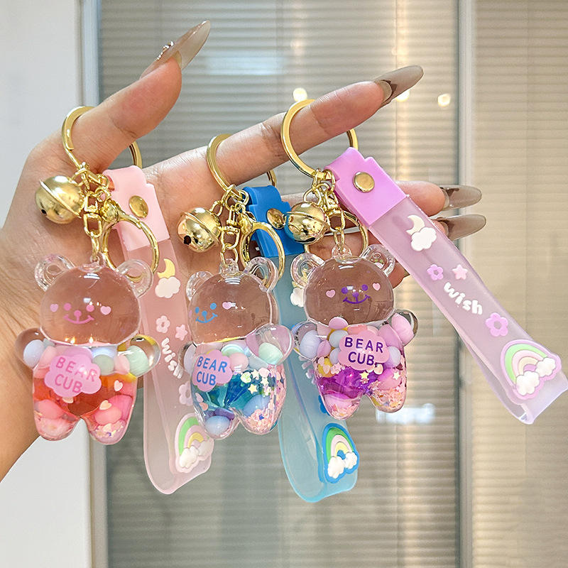 Liquid Sand Bear Bell for Bag and Car Keys Bag Charm