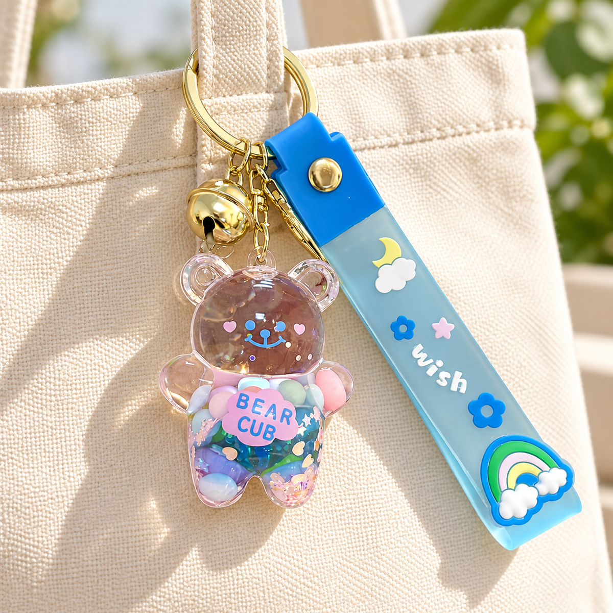 AI lifestyle hero — exact supplier product styled on a cream tote bag