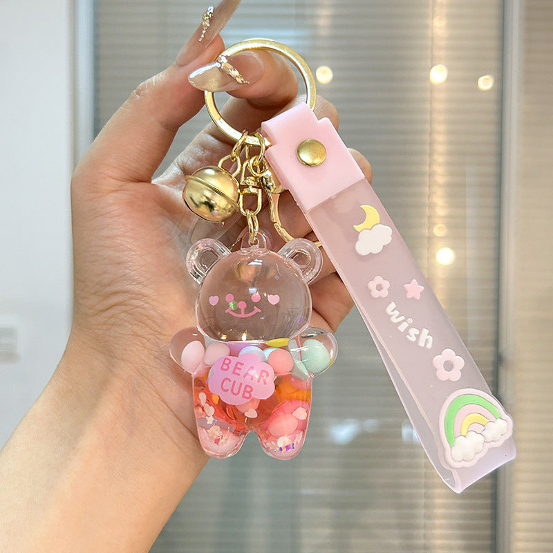 Liquid Sand Bear Bell for Bag and Car Keys Bag Charm