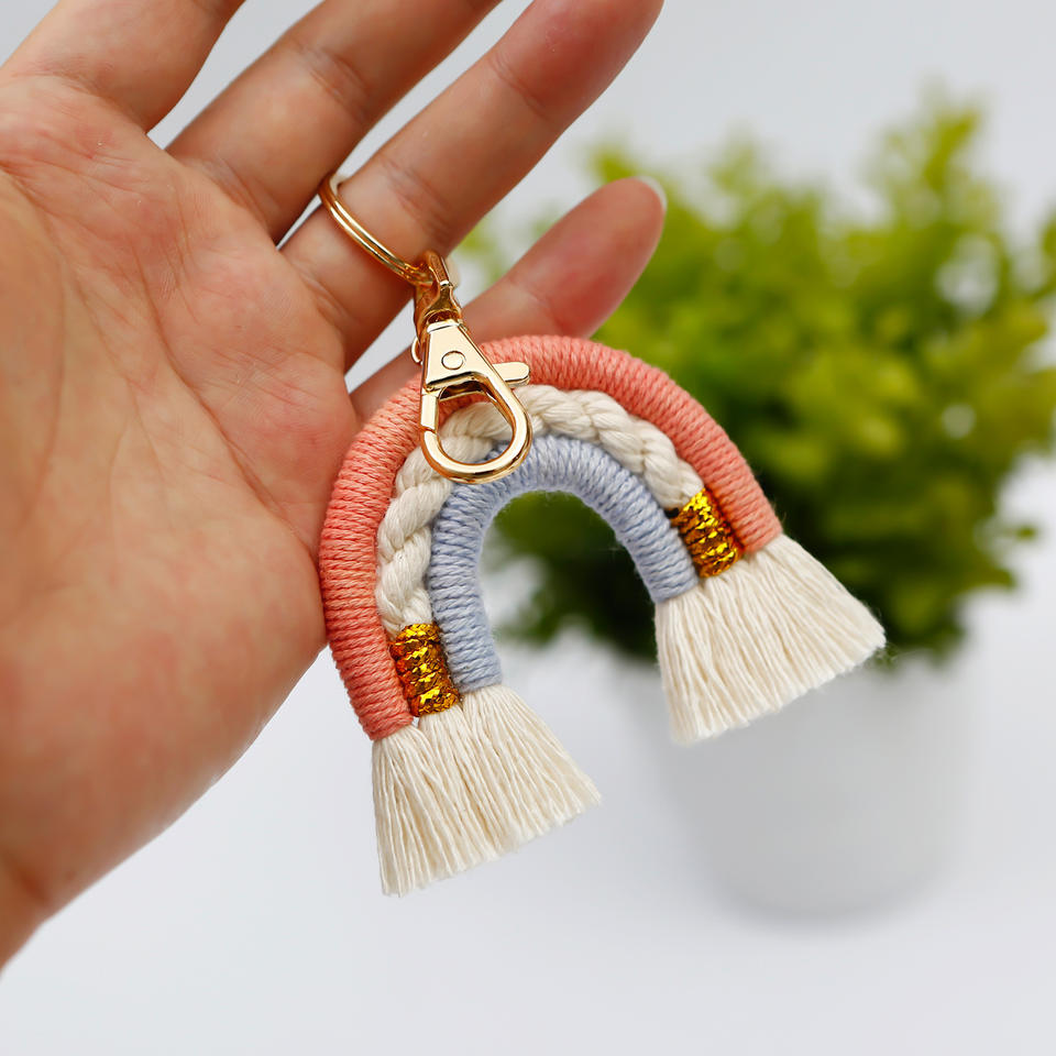 Bohemian Rainbow Cotton Tassel Bag Charm