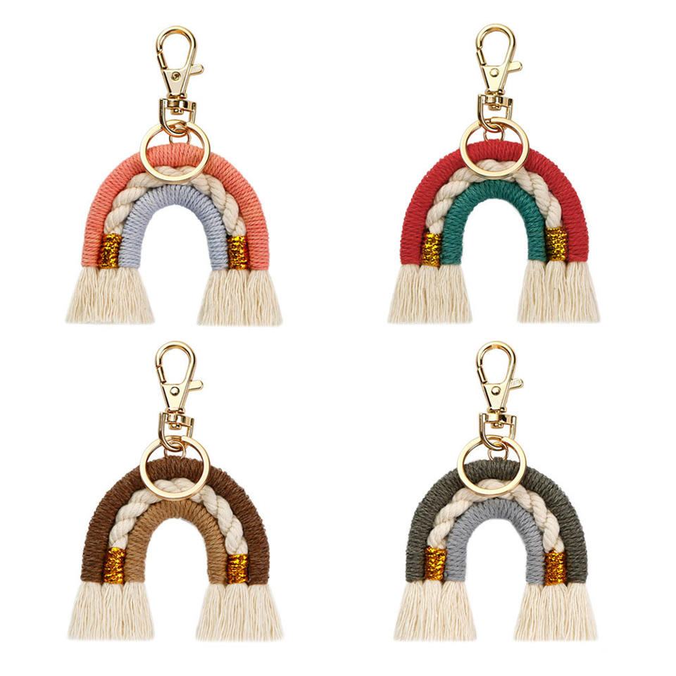 Bohemian Rainbow Cotton Tassel Bag Charm
