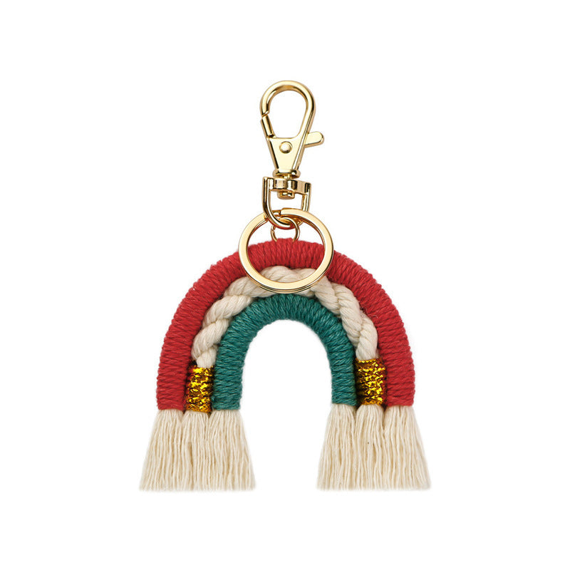 Bohemian Rainbow Cotton Tassel Bag Charm