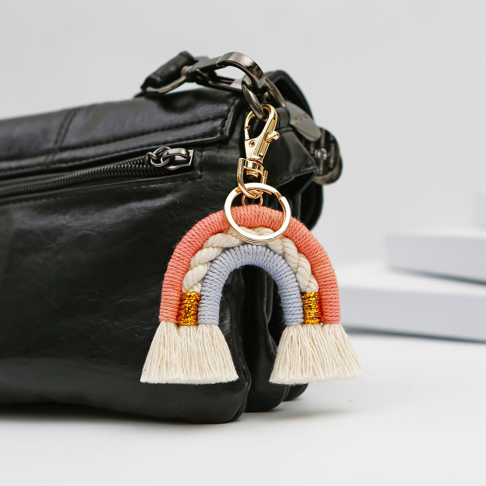 Bohemian Rainbow Cotton Tassel Bag Charm