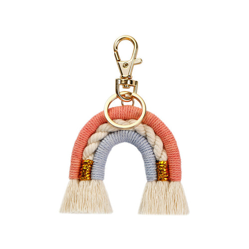 Bohemian Rainbow Cotton Tassel Bag Charm