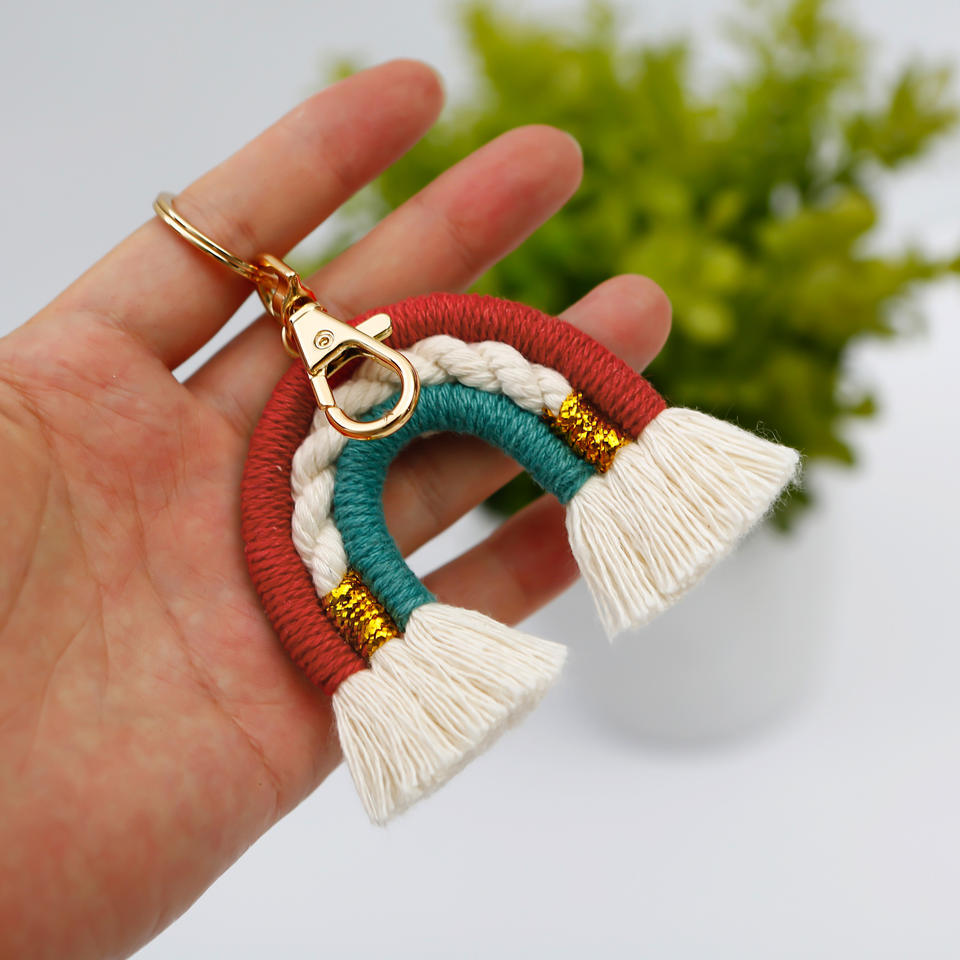 Bohemian Rainbow Cotton Tassel Bag Charm