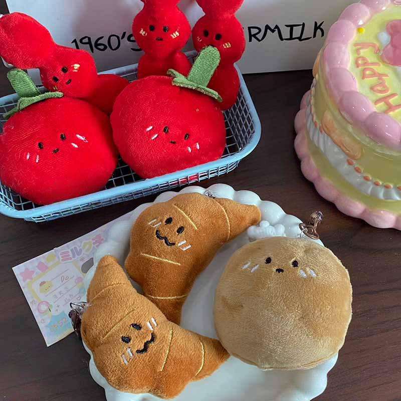 Plush Croissant Bag Charm Potato Croissant Variants