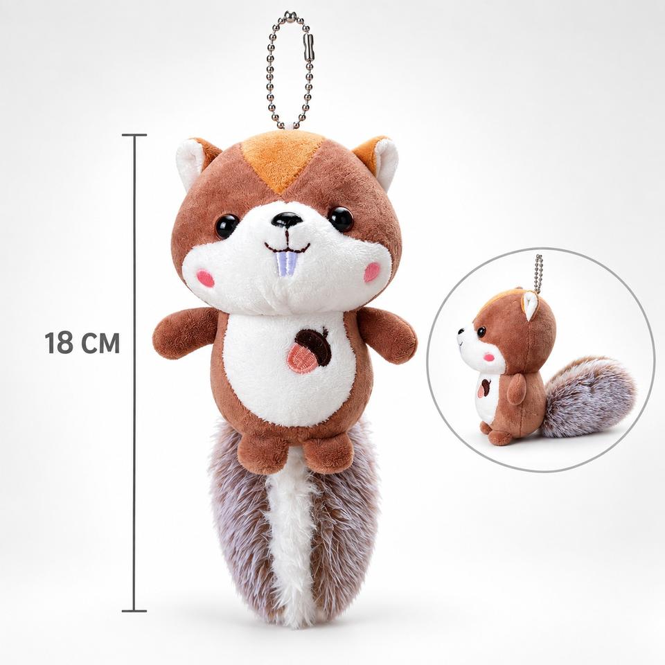 Soft Squirrel Bag Charm Four visible color/variant combinations including grey
