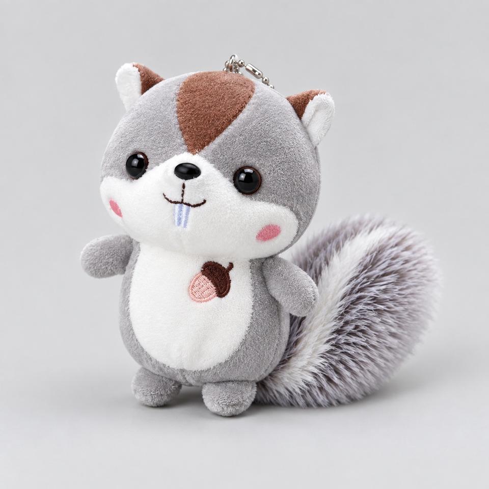 Soft Squirrel Bag Charm Four visible color/variant combinations including grey