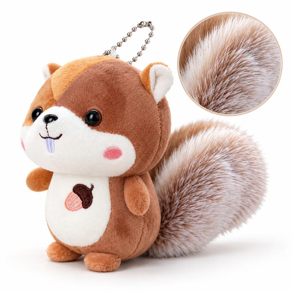 Soft Squirrel Bag Charm Four visible color/variant combinations including grey