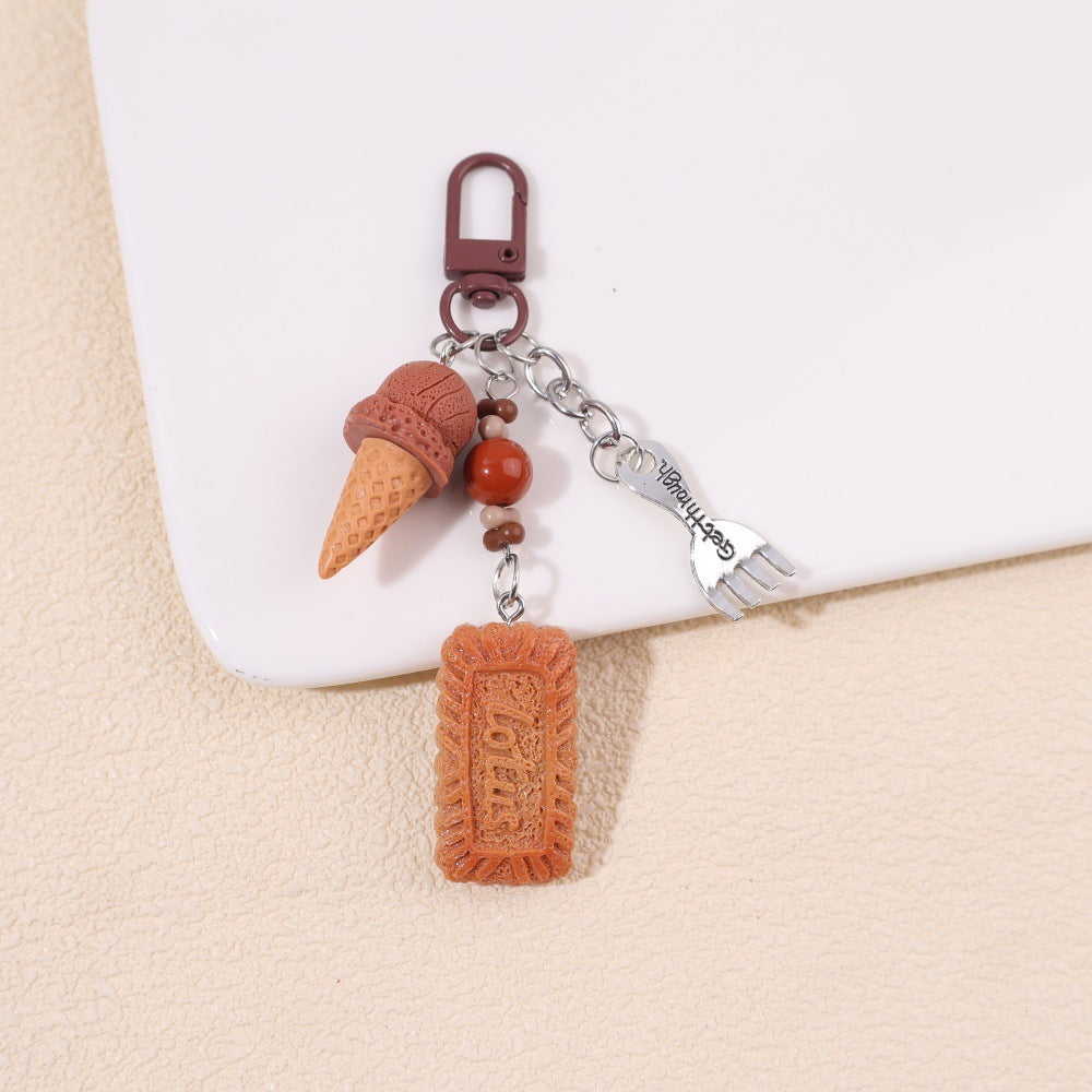 Ice cream and rectangular biscuit bag charm; supplier product photo