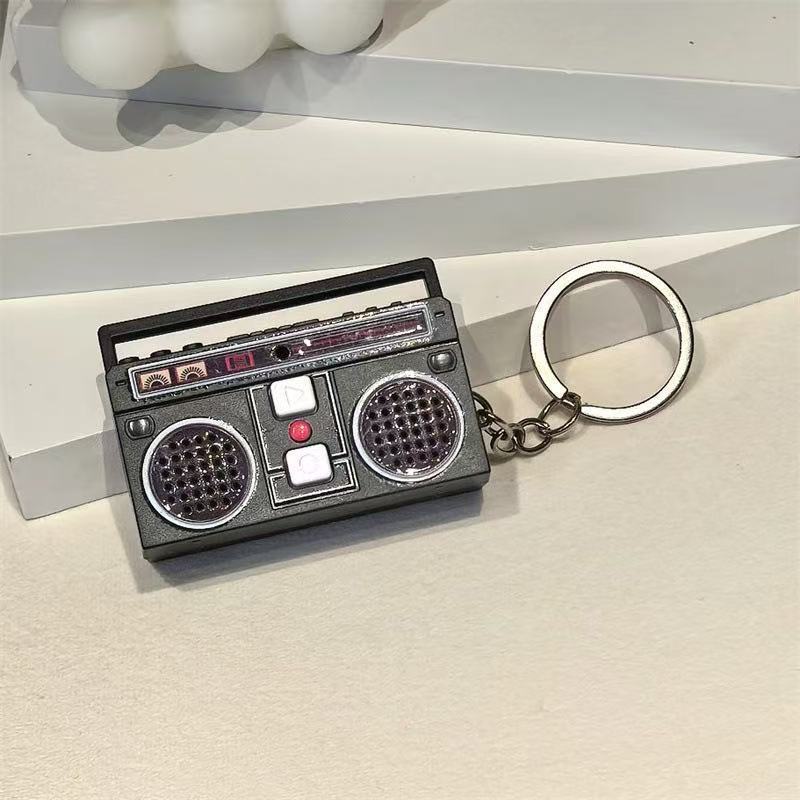 Retro radio bag charm — Black