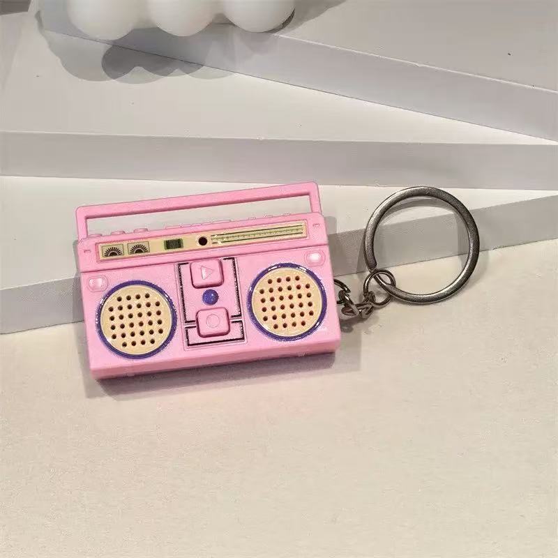 Retro radio bag charm — Pink