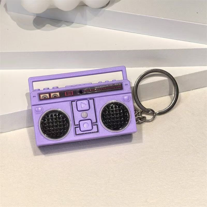 Retro radio bag charm — Purple