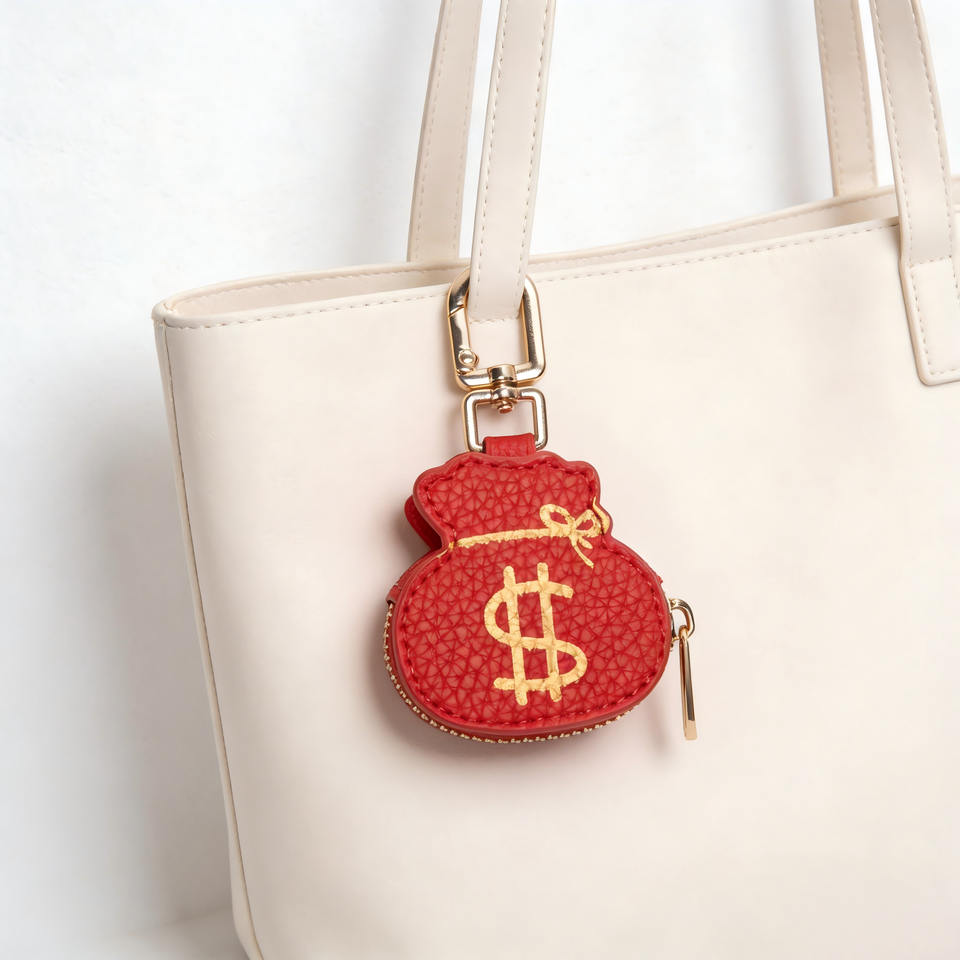 Lucky Money Bag Mini Coin Pouch Bag Charm with Keychain Attachment