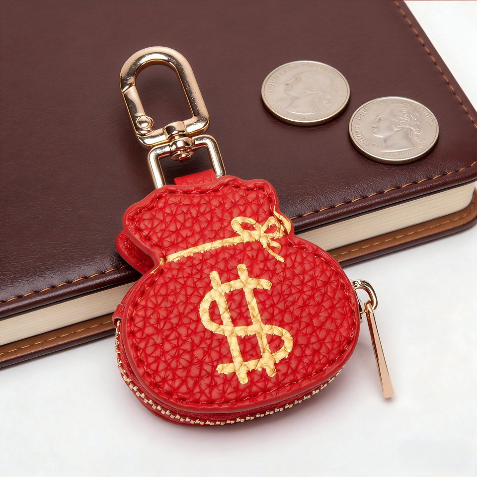 Lucky Money Bag Mini Coin Pouch Bag Charm with Keychain Attachment